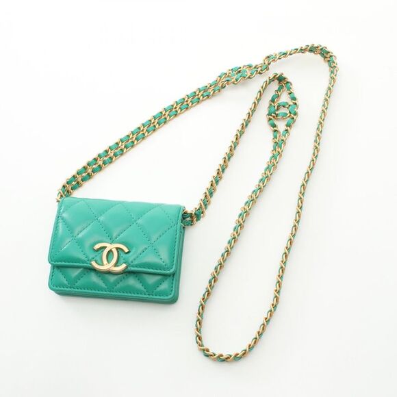Chanel Lambskin Matelasse Card Case Green - Picture 6 of 6